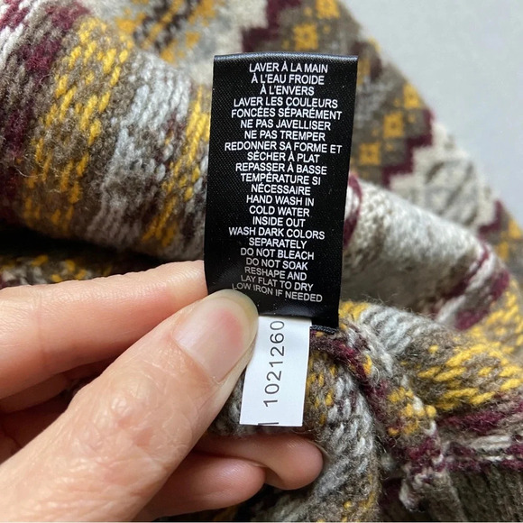 Le 31 Par Simons Visions Lambswool jacquard zip up knit sweater cardigan Sz L - Picture 8 of 10